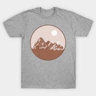 Boho Circle Shape Warm toned landscape Mounted Print T-Shirt